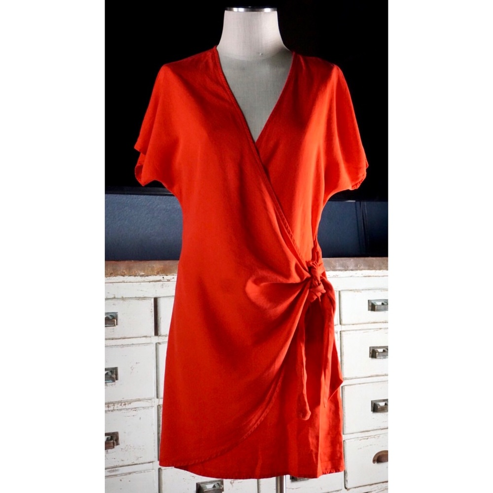 Anthropologie Miena Red Mini Wrap Dress New S